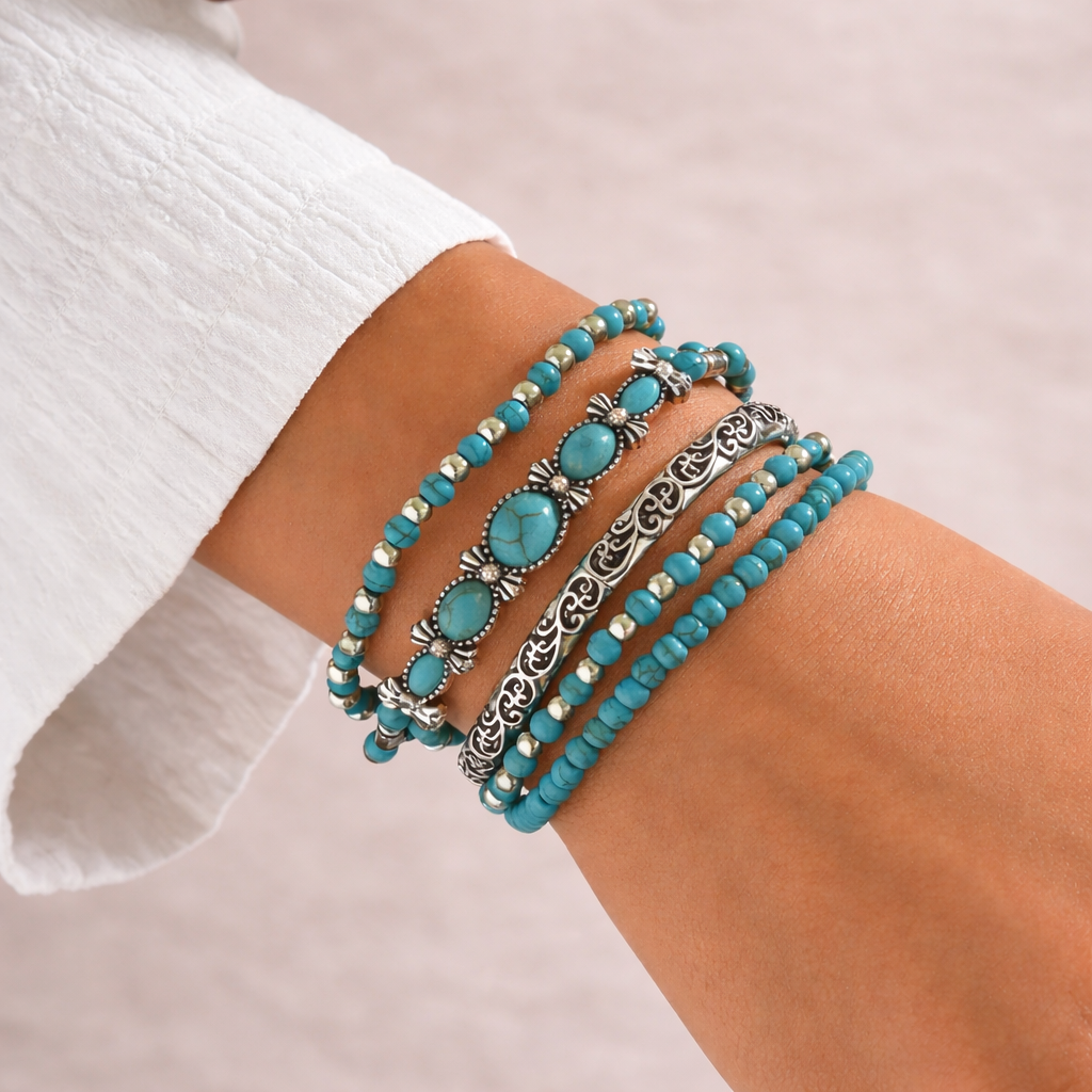 Éloria™ | Bracelet multi-rangs turquoise raffiné