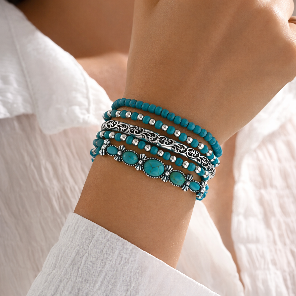 Éloria™ | Bracelet multi-rangs turquoise raffiné