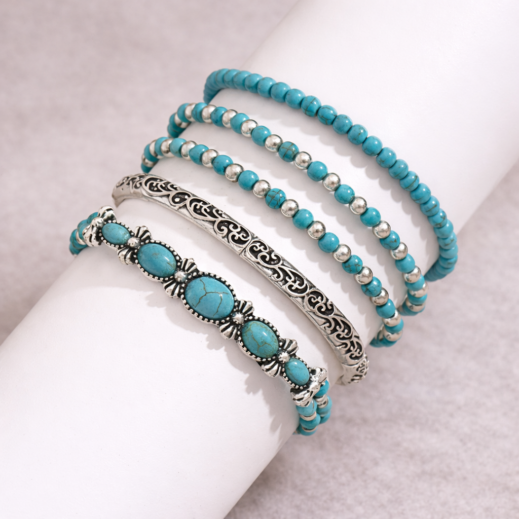 Éloria™ | Bracelet multi-rangs turquoise raffiné