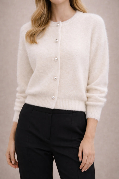 Gilet doux à boutons perle