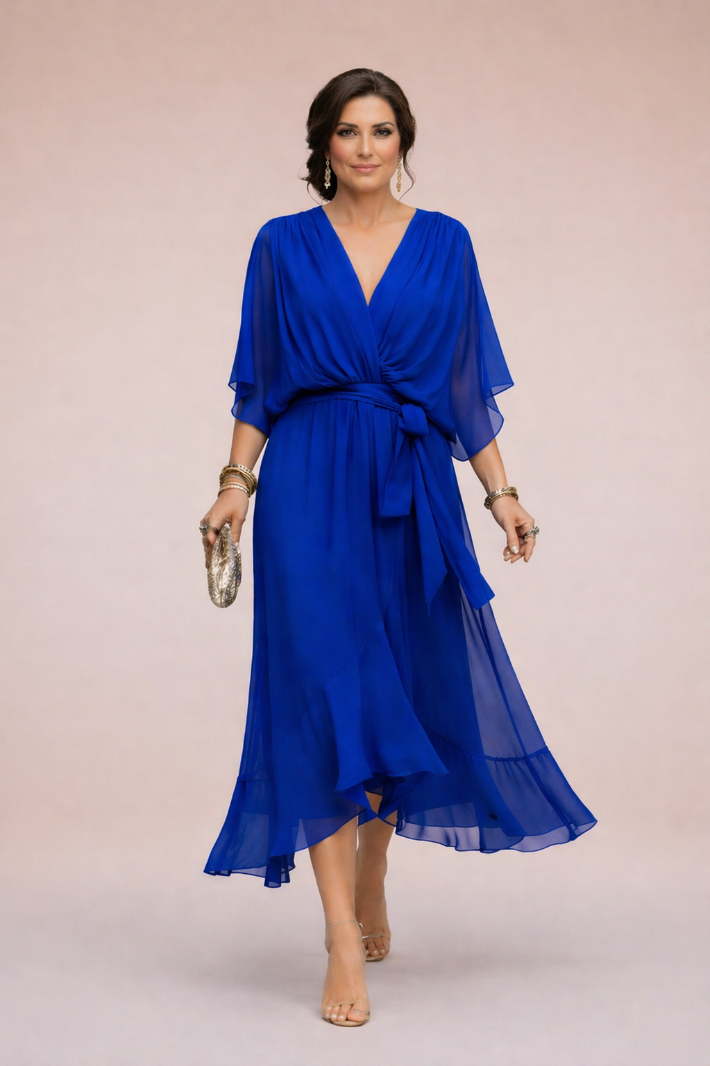 Monica | Robe en mousseline à col en V