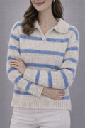 Pull rayé en maille douce à col polo