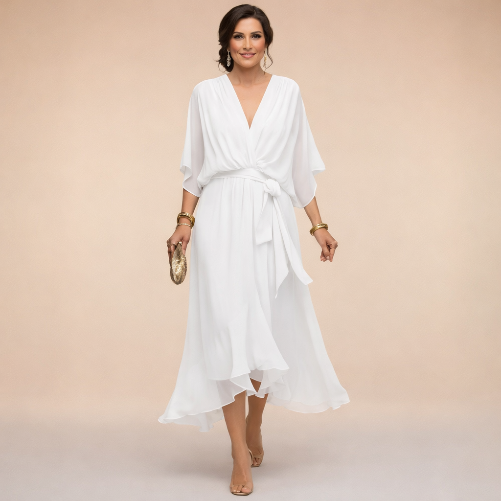 Monica | Robe en mousseline à col en V