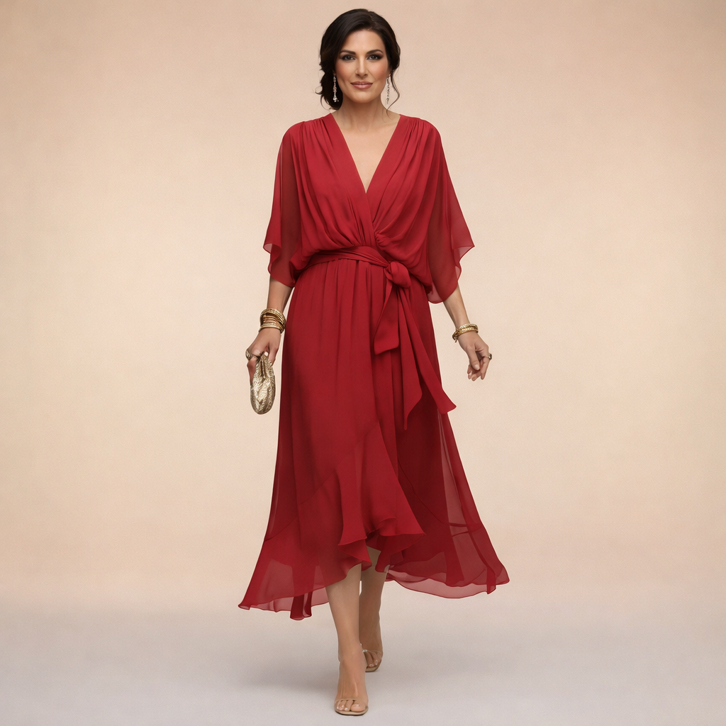 Monica | Robe en mousseline à col en V