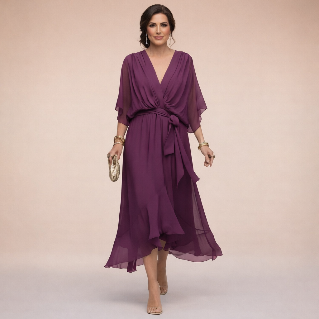 Monica | Robe en mousseline à col en V