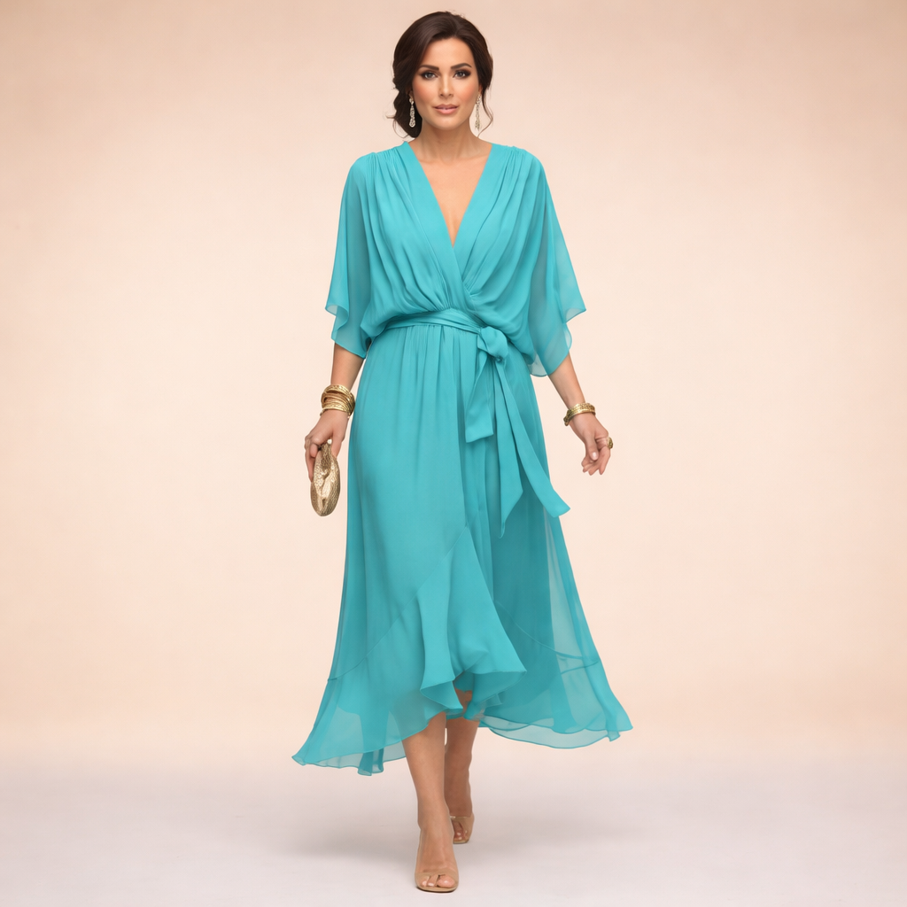 Monica | Robe en mousseline à col en V