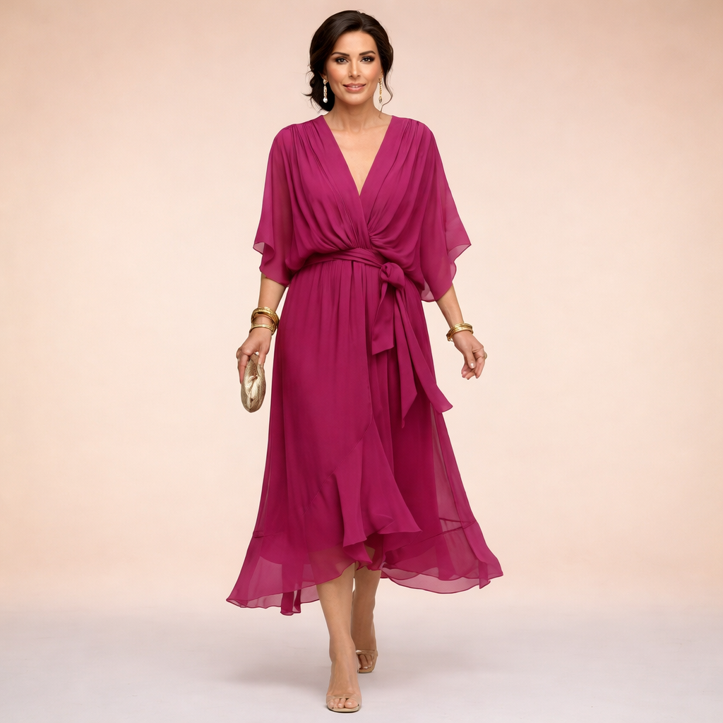 Monica | Robe en mousseline à col en V