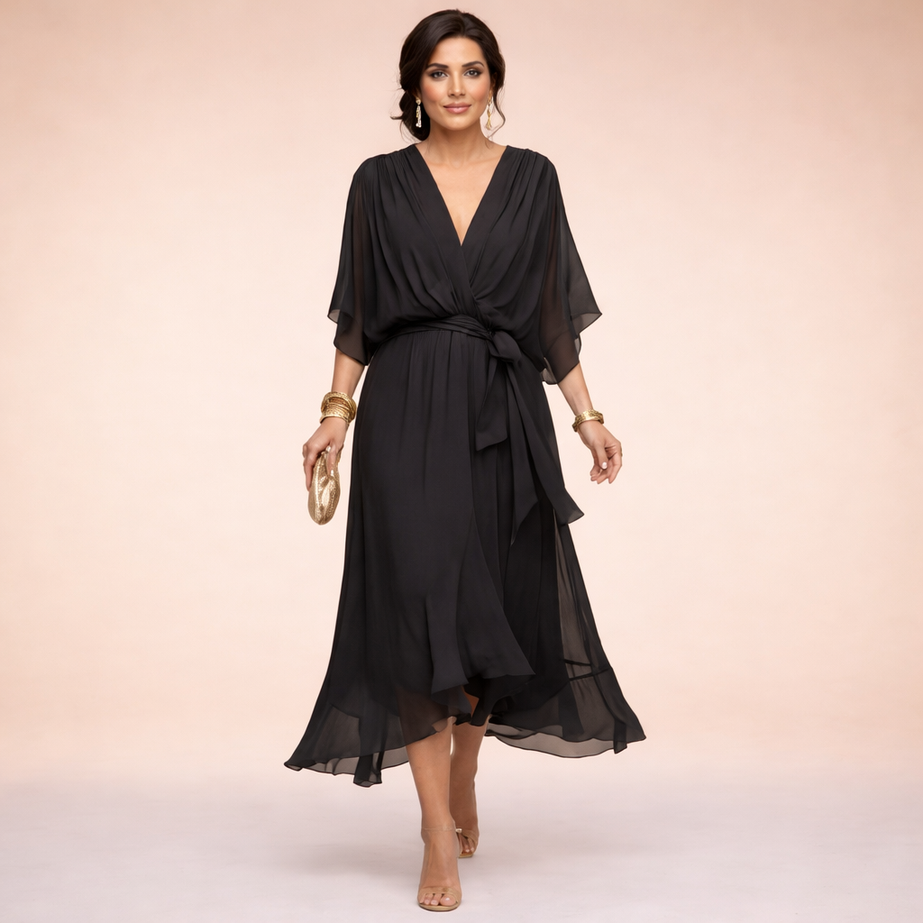 Monica | Robe en mousseline à col en V