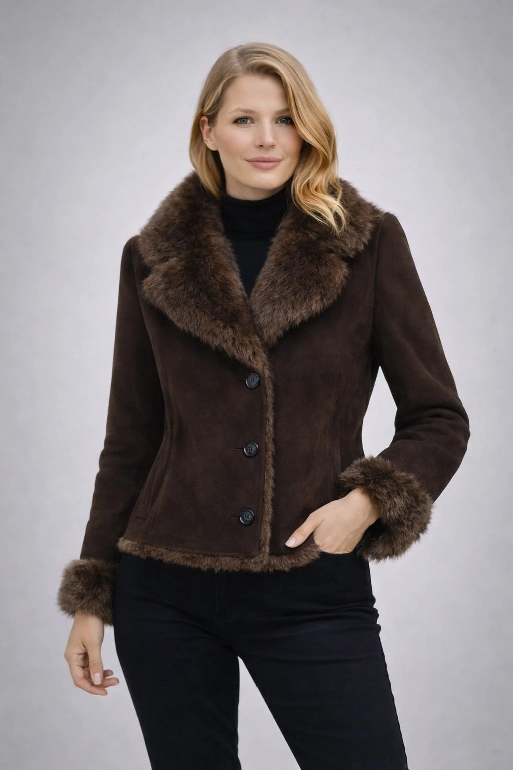 Veste Réversible Suédine & Fausse Fourrure